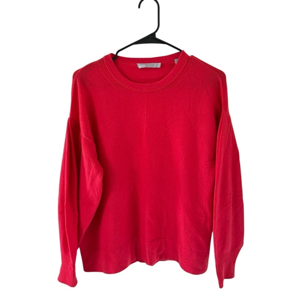 Vince Pleated Sleeve Cashmere Crew in Poppy - Picture 10 of 11